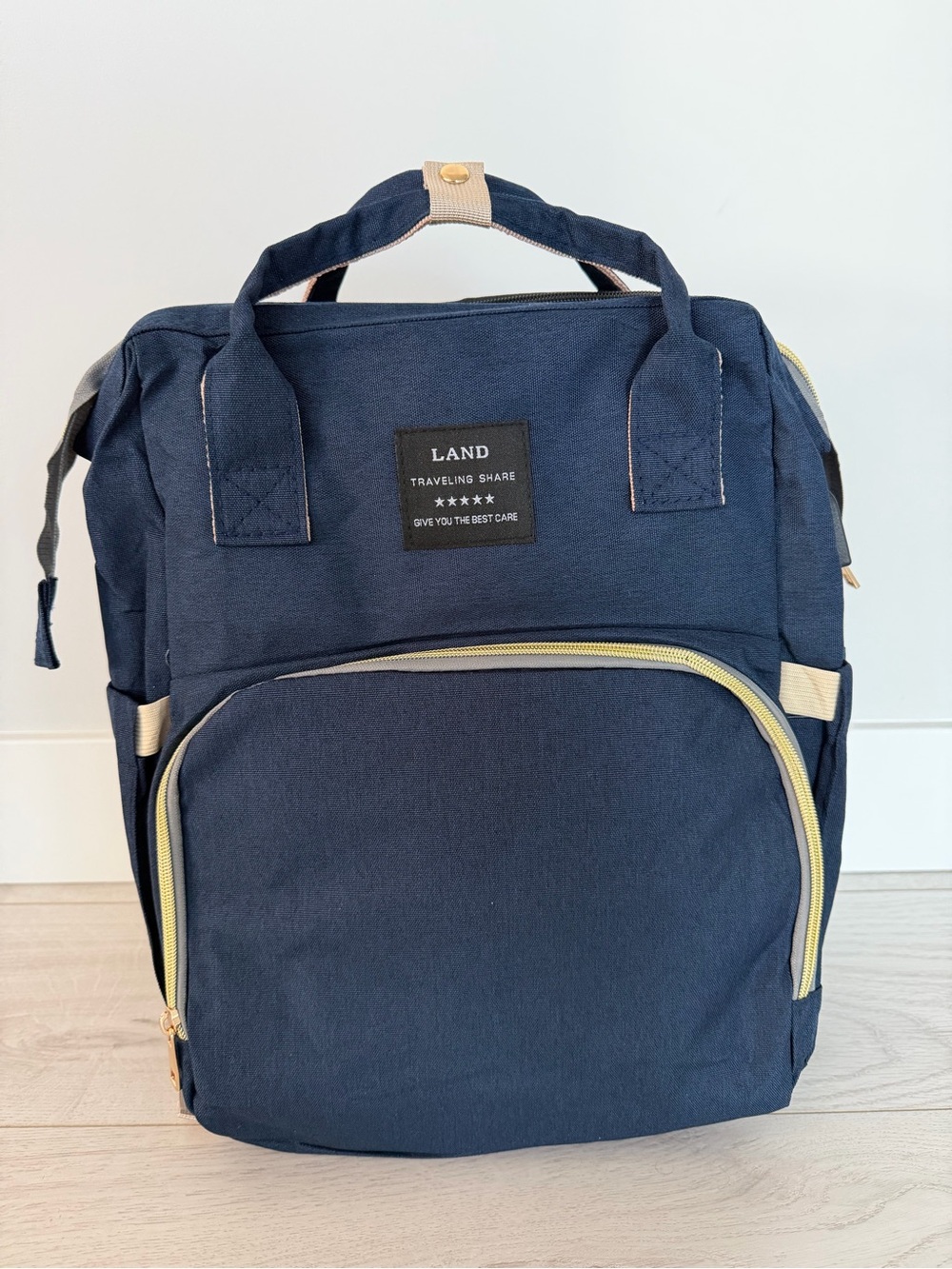 Amazon Navy Baby Bag Backpack with Cream Trim